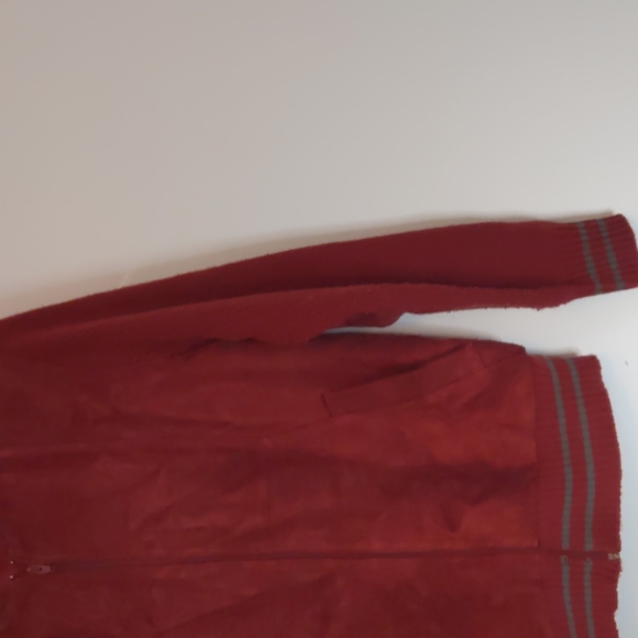 Vtg 70's City Splits Suede Sweater Elbow Jacket Men's Sz XL Maroon - Picture 4 of 10